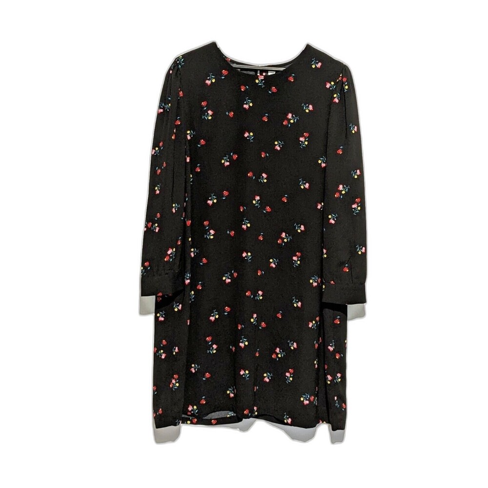 Old Navy  Dress Womens 2XL Black Red Floral Long Sleeve XXL